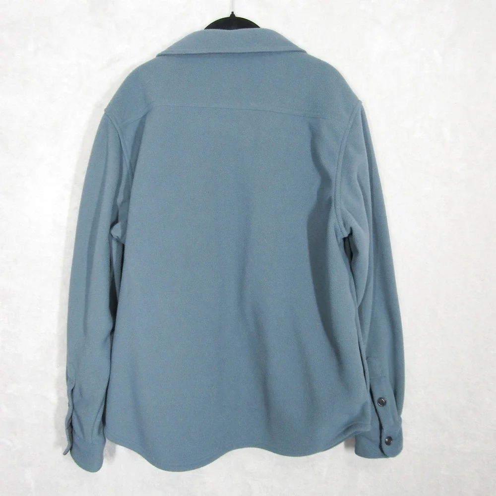 Edgevale Shirt Jacket Men's Size Large Blue Fleece Button Up Made in USA Shacket